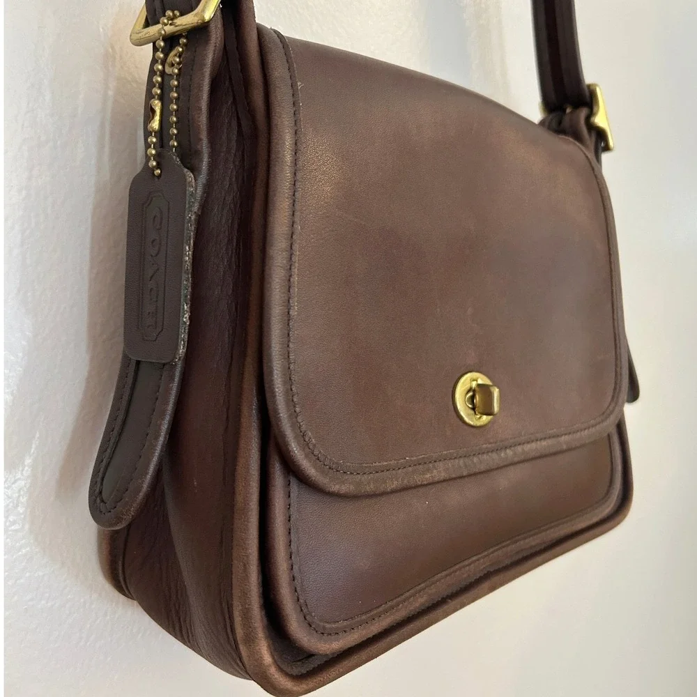 Coach Vintage Brown Leather Ramblers Legacy Crossbody Bag 9061 Brass Turnlock